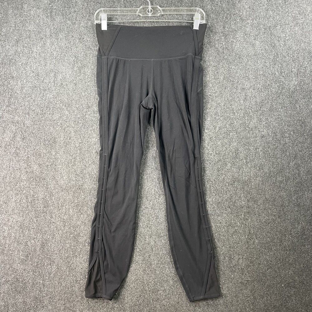 Athleta  Powervita Peekaboo 7/8 Leggings Women's Small Black Mesh Cropped